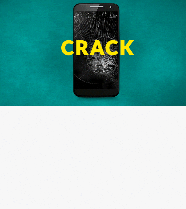 Device protection GIF featuring all the ways we cover you: cracked screen, lost phone, water damage