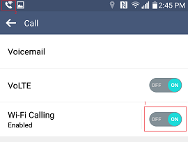 Wi-Fi calling Enabled