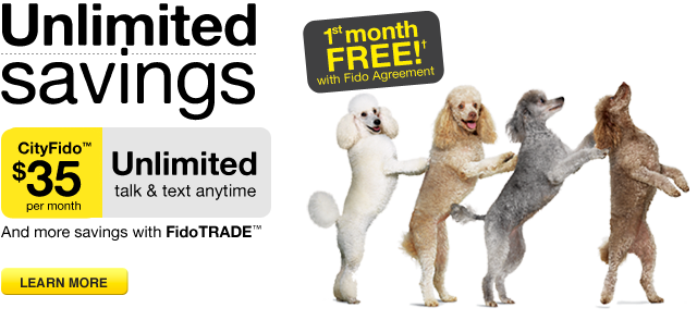 Unlimited savings, CityFido 35$, unlimited text and talk
