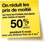 50 pourcent de rabais pour 6 mois