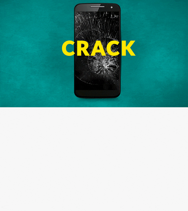 Device protection GIF featuring all the ways we cover you: cracked screen and water damage