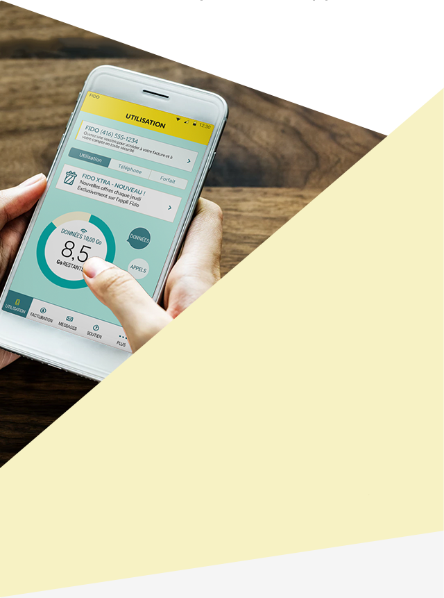 Un écran de téléphone démontrant l’utilisation de l’appli Mon Compte de Fido
