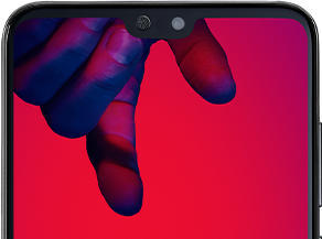 A phone screen with a red background and two hands reaching for one another